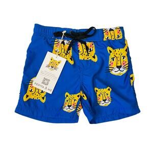 NWT Pepita & Me Size 12-18M Blue Leopard Swim Trunks
